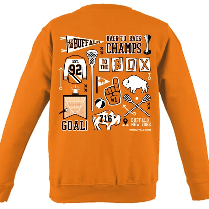 Buffalo LAX Art Collage Adult Unisex CREWNECK