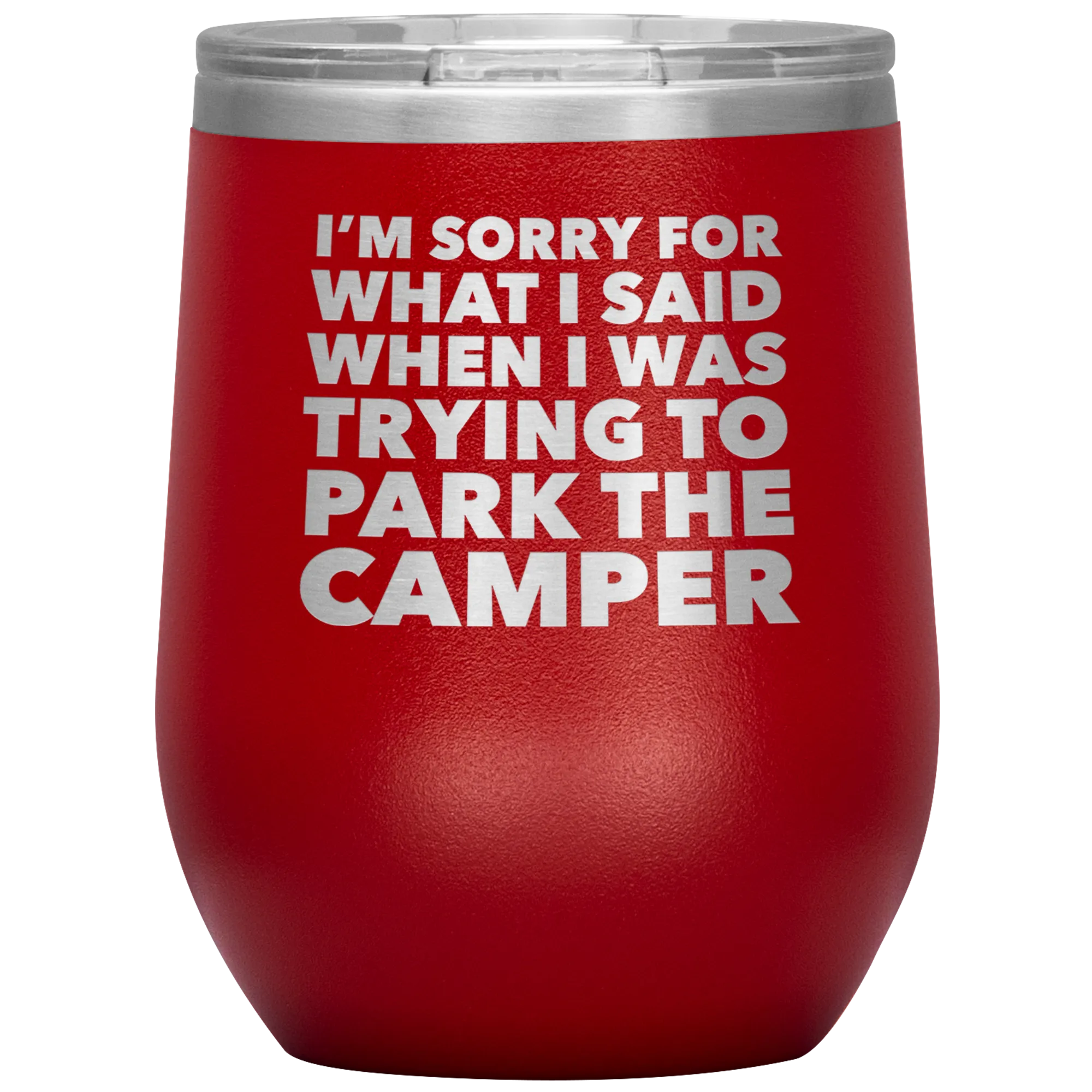 Camper Gifts Funny Camping Wine Tumbler for a RV Owner Stemless Insulated Hot Cold BPA Free 12oz Travel Sippy Cup