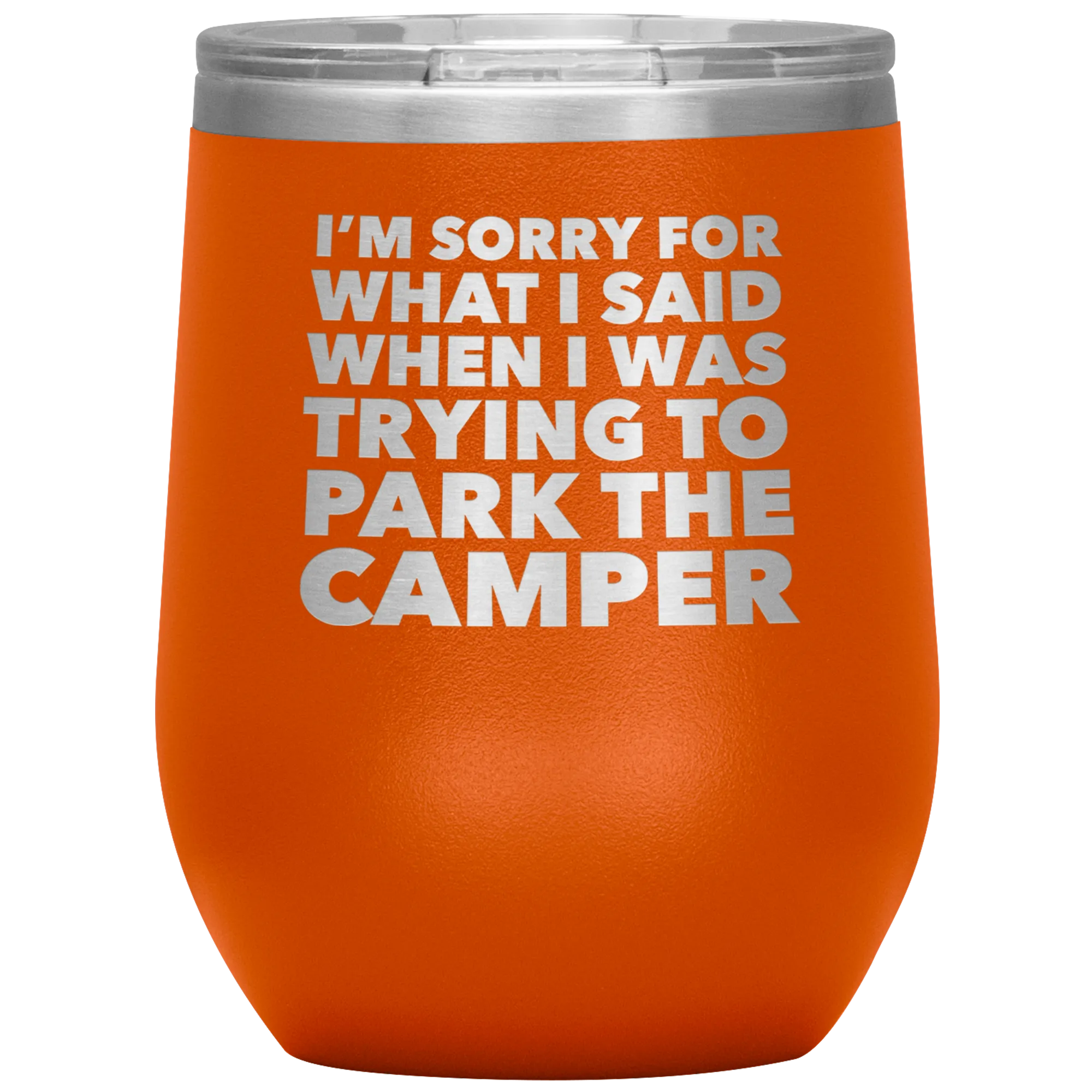 Camper Gifts Funny Camping Wine Tumbler for a RV Owner Stemless Insulated Hot Cold BPA Free 12oz Travel Sippy Cup