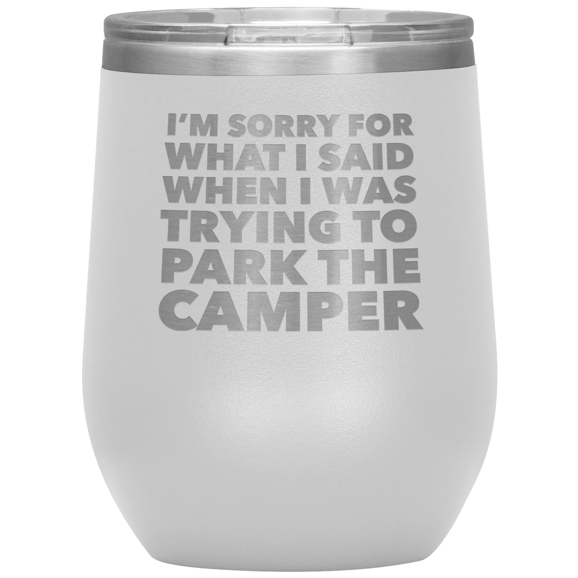 Camper Gifts Funny Camping Wine Tumbler for a RV Owner Stemless Insulated Hot Cold BPA Free 12oz Travel Sippy Cup