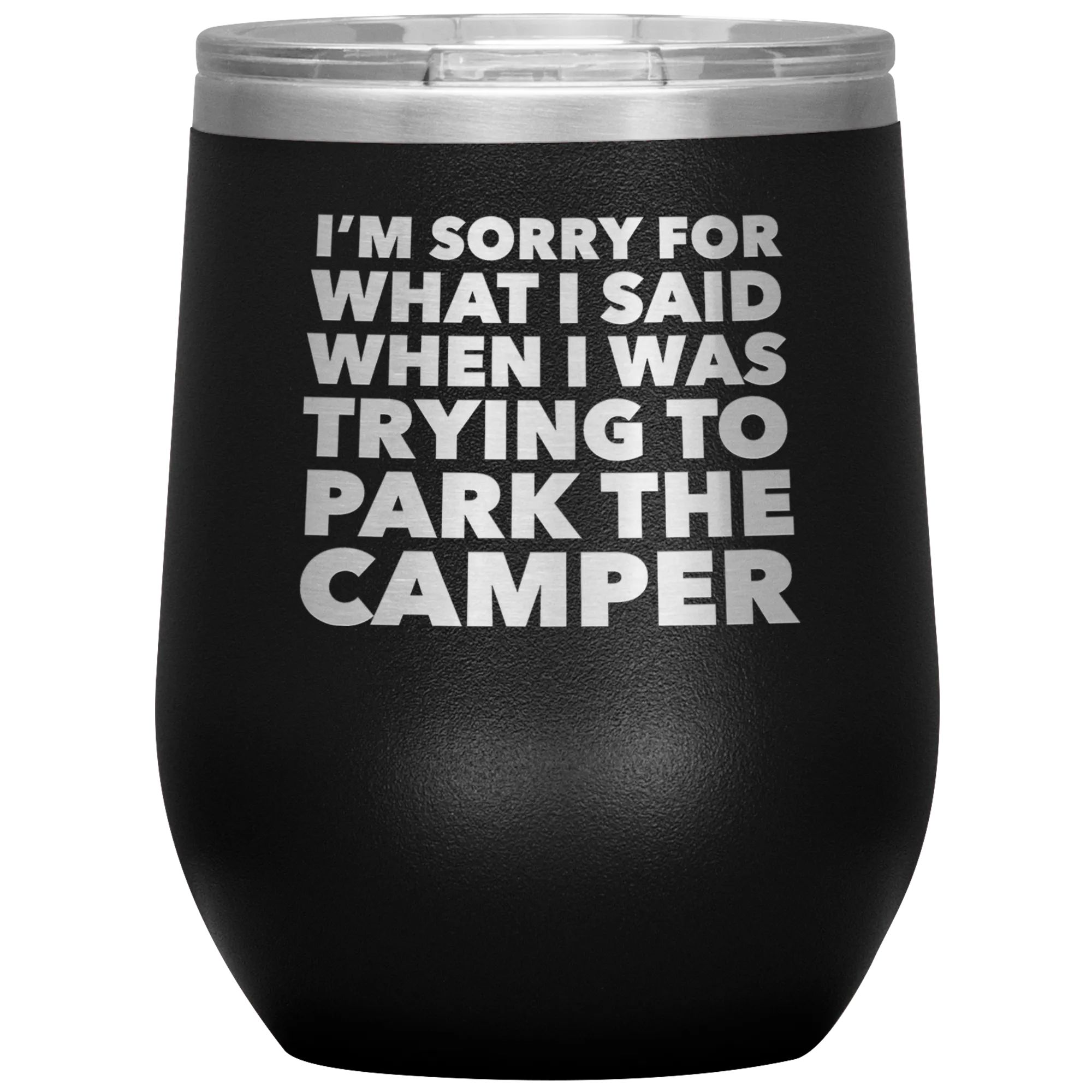 Camper Gifts Funny Camping Wine Tumbler for a RV Owner Stemless Insulated Hot Cold BPA Free 12oz Travel Sippy Cup