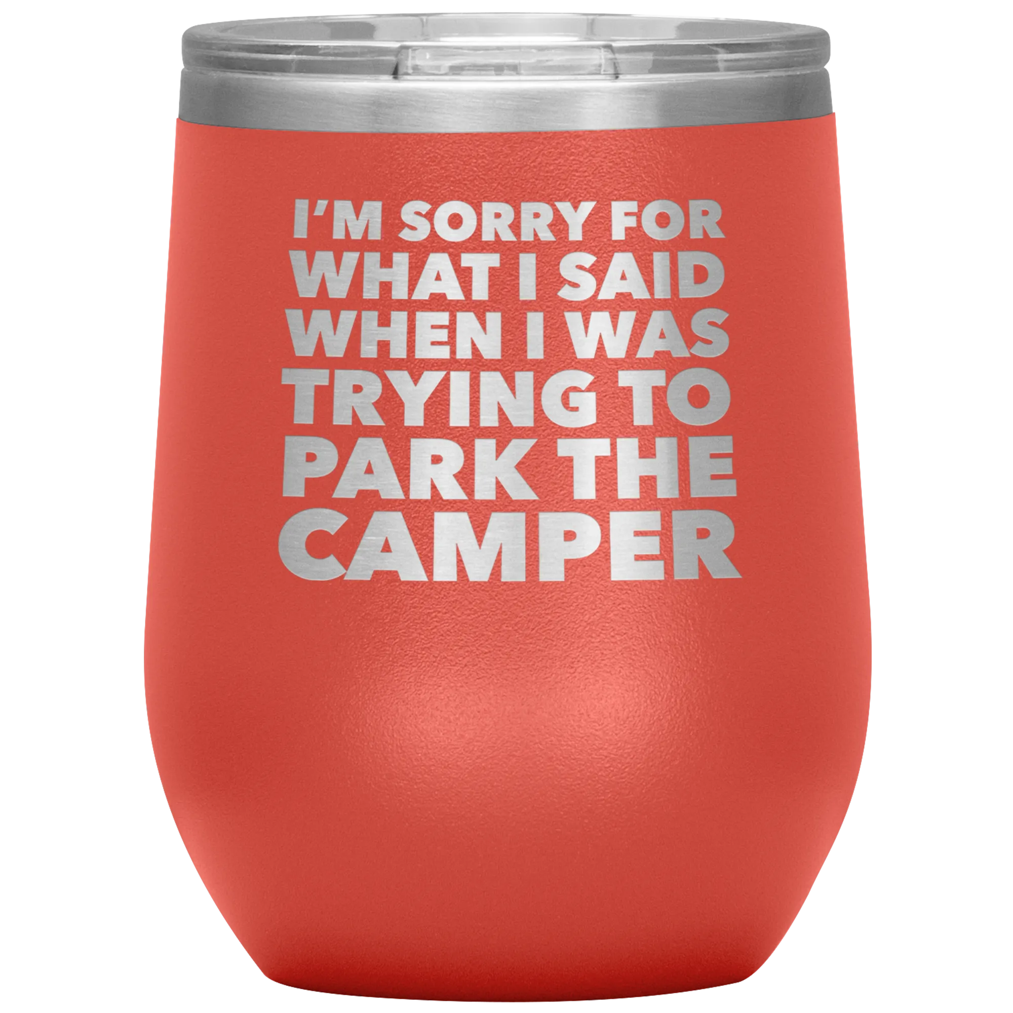 Camper Gifts Funny Camping Wine Tumbler for a RV Owner Stemless Insulated Hot Cold BPA Free 12oz Travel Sippy Cup