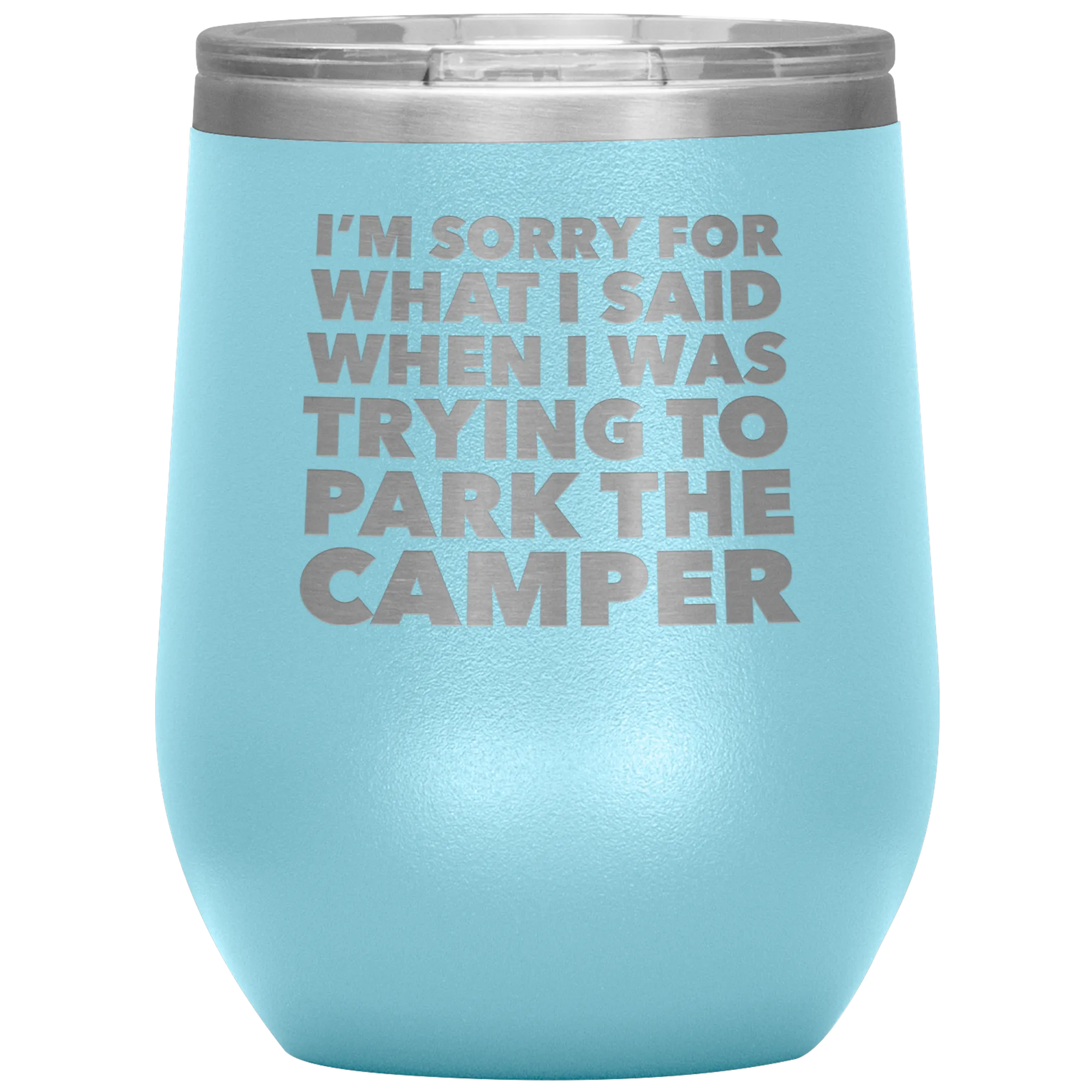 Camper Gifts Funny Camping Wine Tumbler for a RV Owner Stemless Insulated Hot Cold BPA Free 12oz Travel Sippy Cup