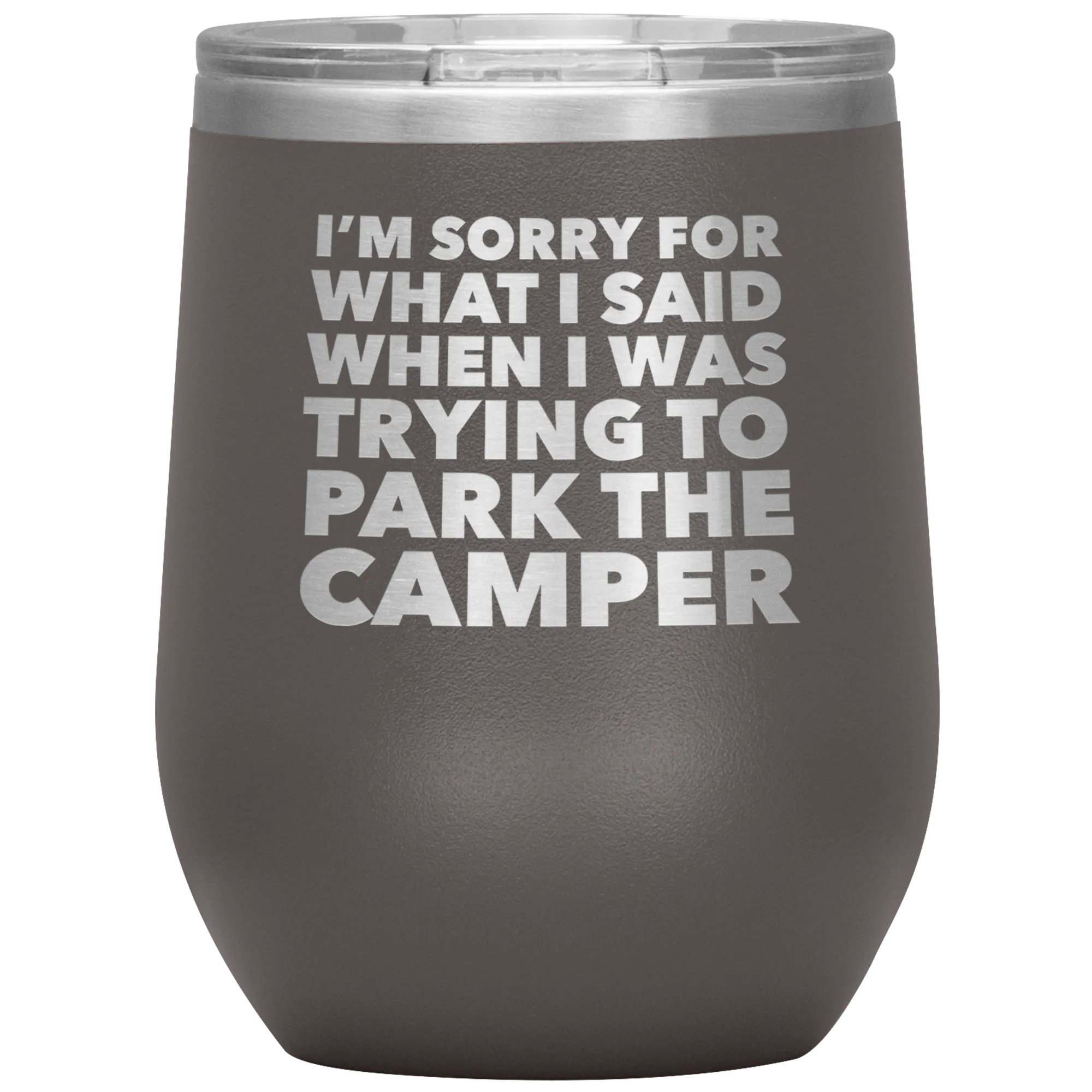 Camper Gifts Funny Camping Wine Tumbler for a RV Owner Stemless Insulated Hot Cold BPA Free 12oz Travel Sippy Cup