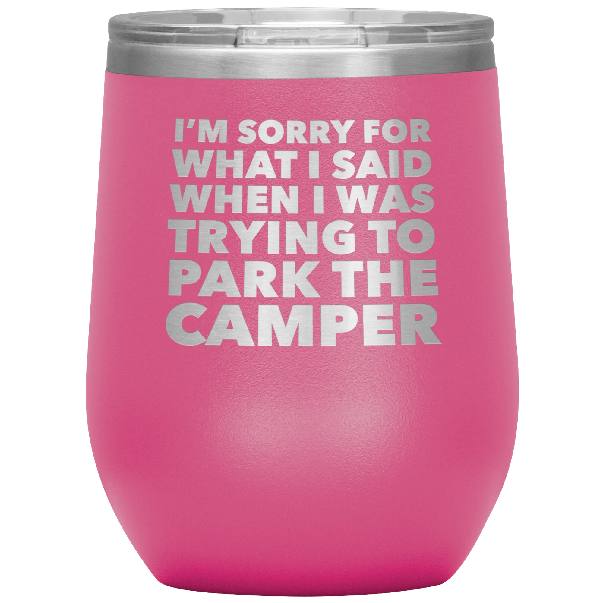 Camper Gifts Funny Camping Wine Tumbler for a RV Owner Stemless Insulated Hot Cold BPA Free 12oz Travel Sippy Cup