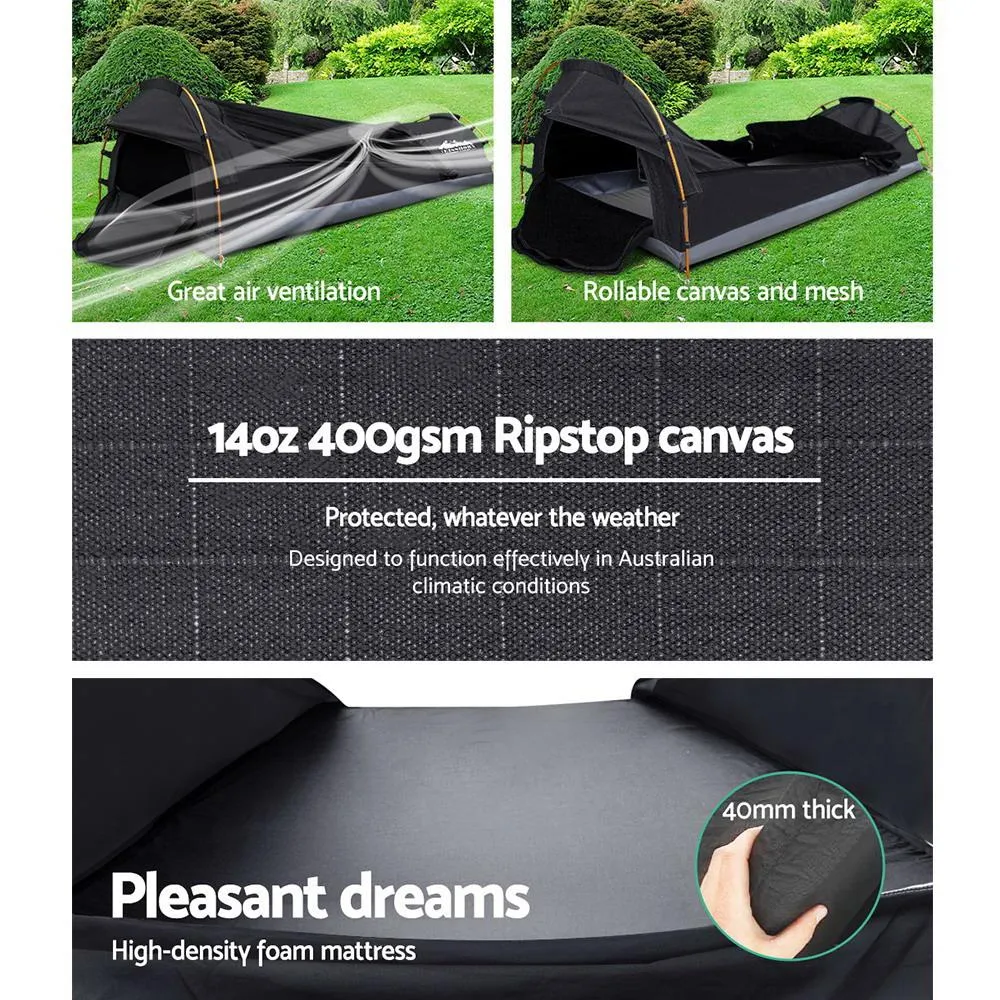 Camping Swags Single Biker Swag Grey Ripstop Canvas