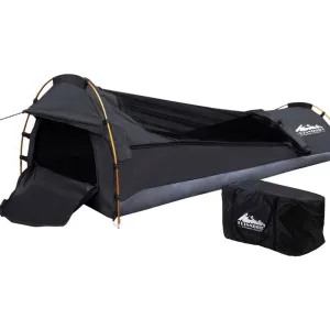 Camping Swags Single Biker Swag Grey Ripstop Canvas