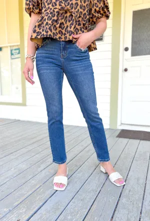 Casey Mid Rise Ankle Slim Straight Jean by Flying Monkey