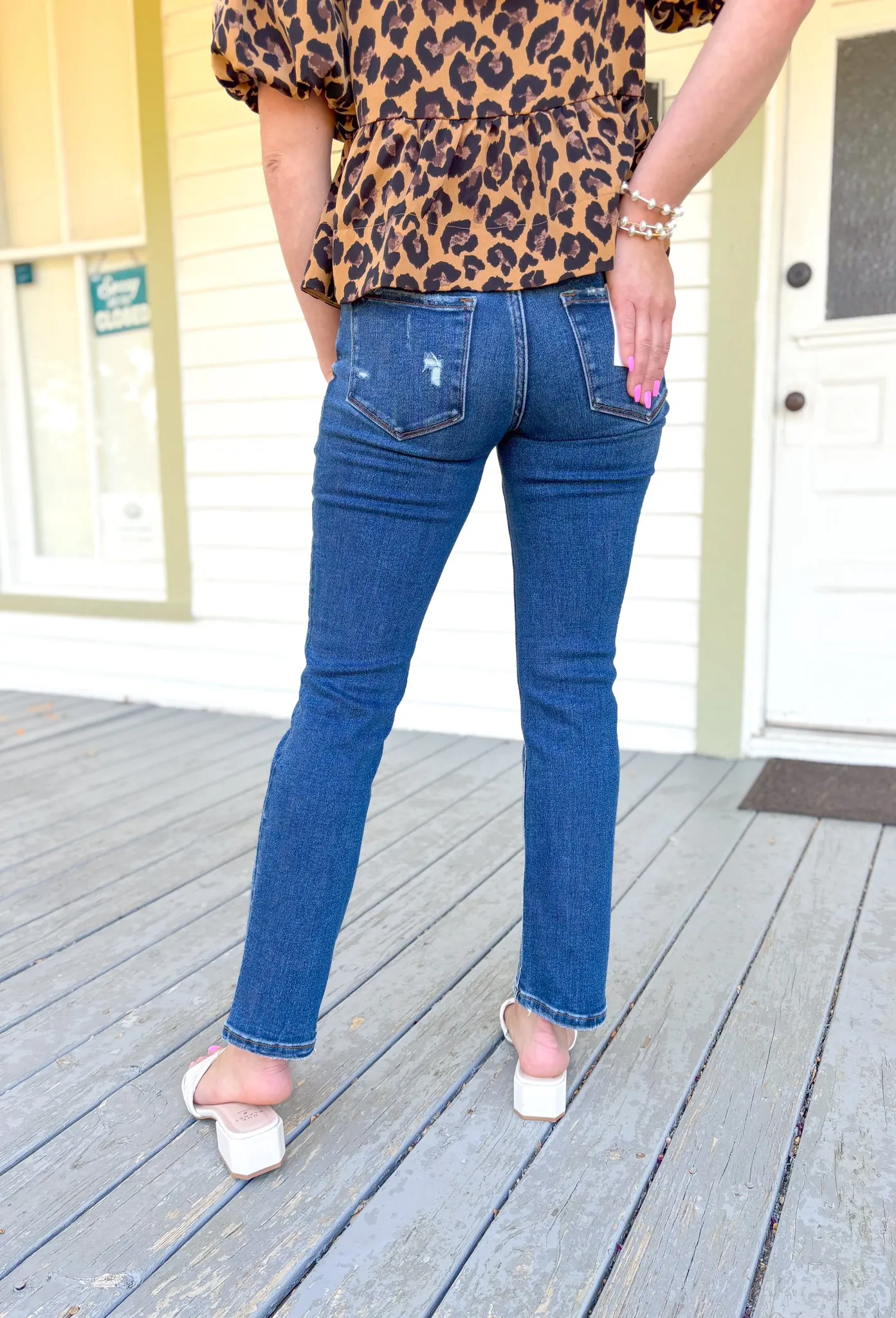 Casey Mid Rise Ankle Slim Straight Jean by Flying Monkey