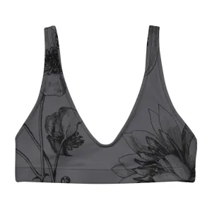 Charcoal Floral Sophisticate Sports Bralette