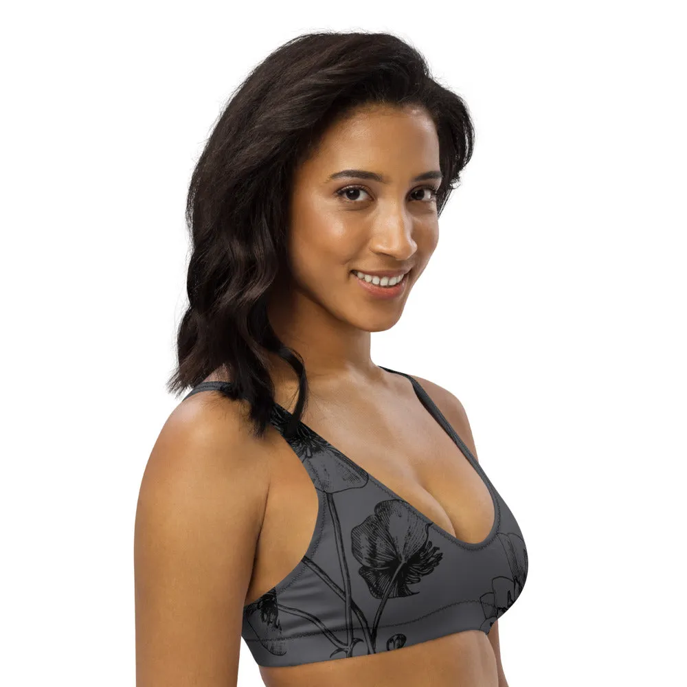 Charcoal Floral Sophisticate Sports Bralette