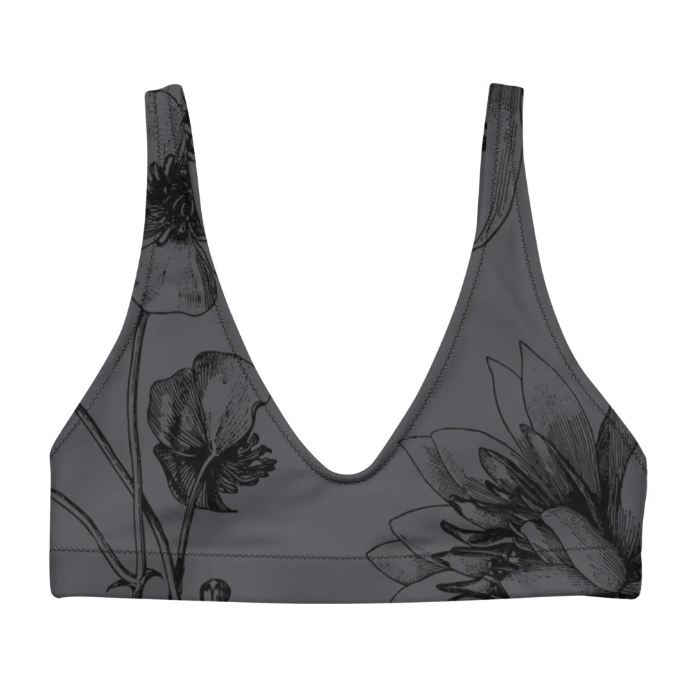 Charcoal Floral Sophisticate Sports Bralette