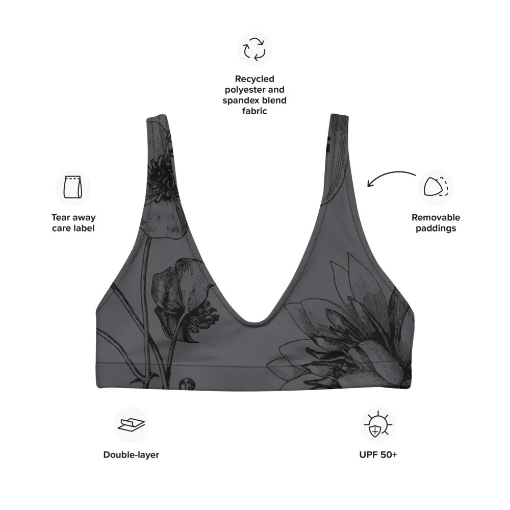 Charcoal Floral Sophisticate Sports Bralette
