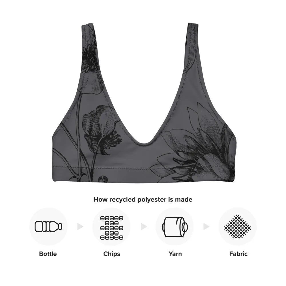 Charcoal Floral Sophisticate Sports Bralette