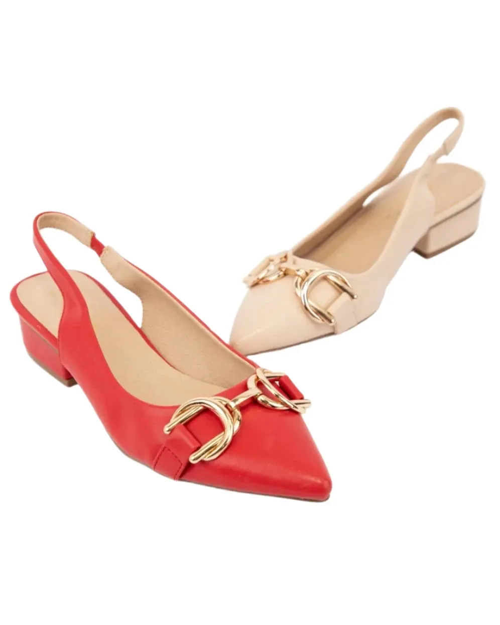 Charlotte Buckled Slingback Heel - Red