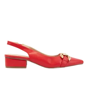 Charlotte Buckled Slingback Heel - Red