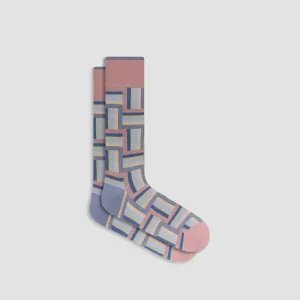 Check-Stripe Mid-Calf Socks