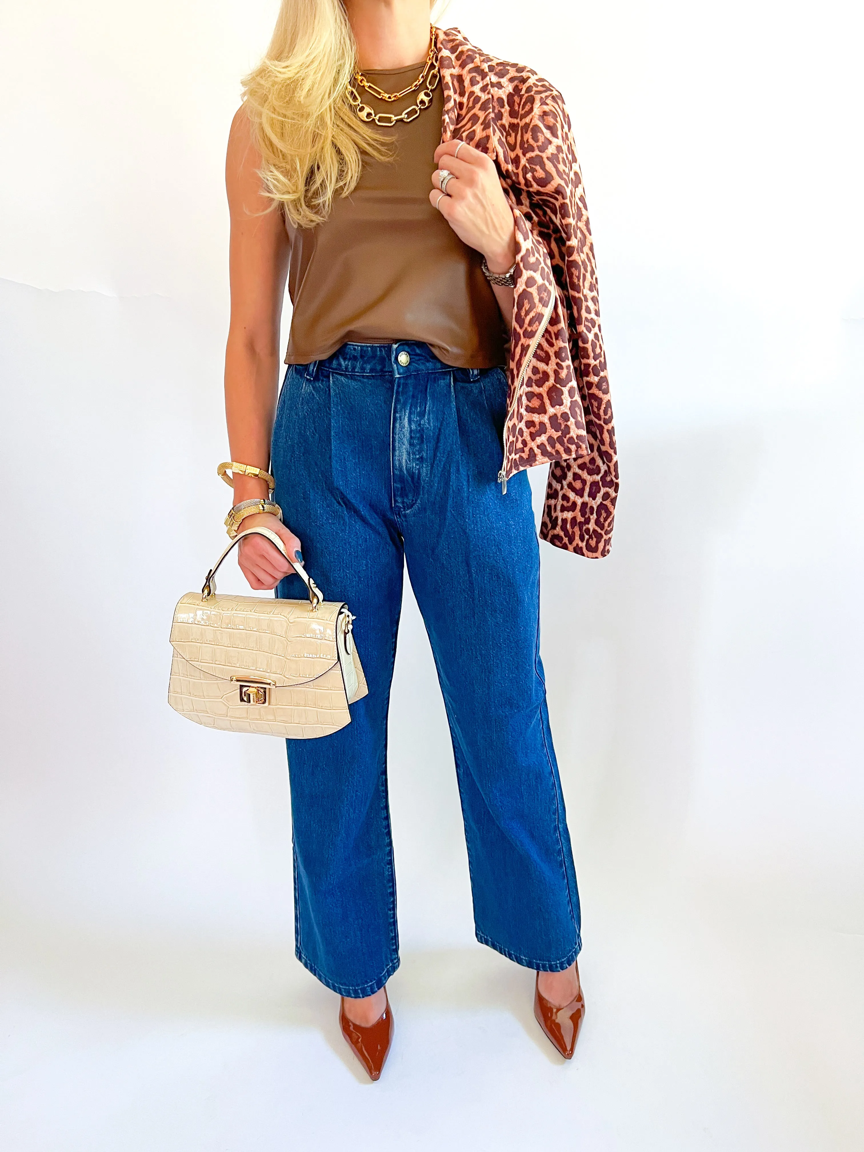 Chole Pleat Dark Stone Denim