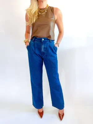 Chole Pleat Dark Stone Denim