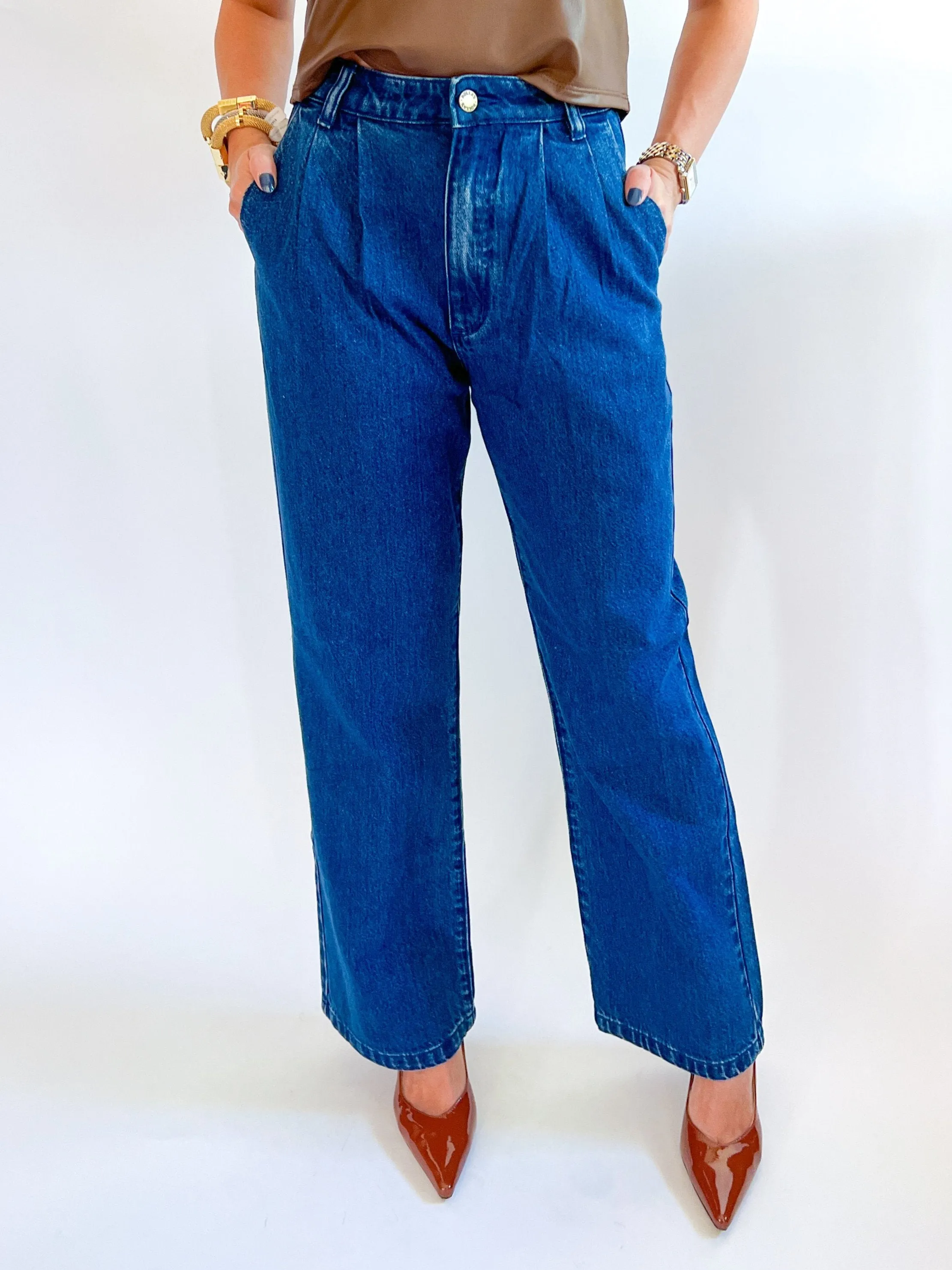 Chole Pleat Dark Stone Denim