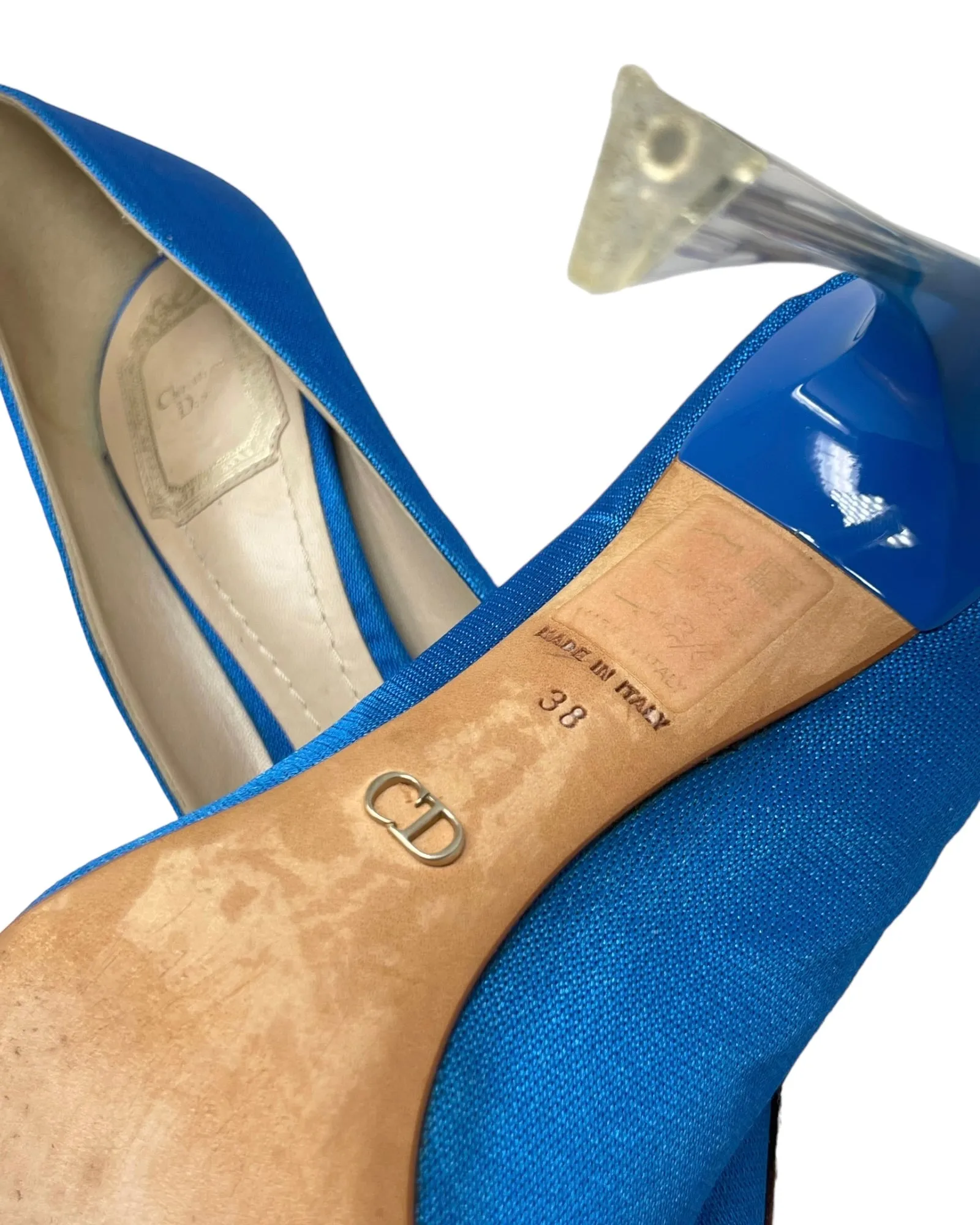 Christian Dior Cobalt 'Songe'  Pumps with Lucite Heel, Resort 2014, 38 EU / US 8