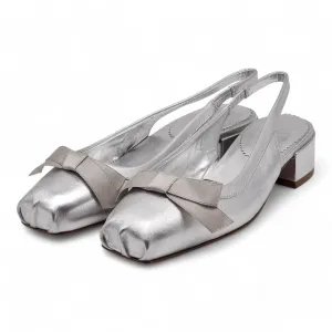 Christian Louboutin Mamaflirt Sling Pumps 30mm - Leather - Silver 36