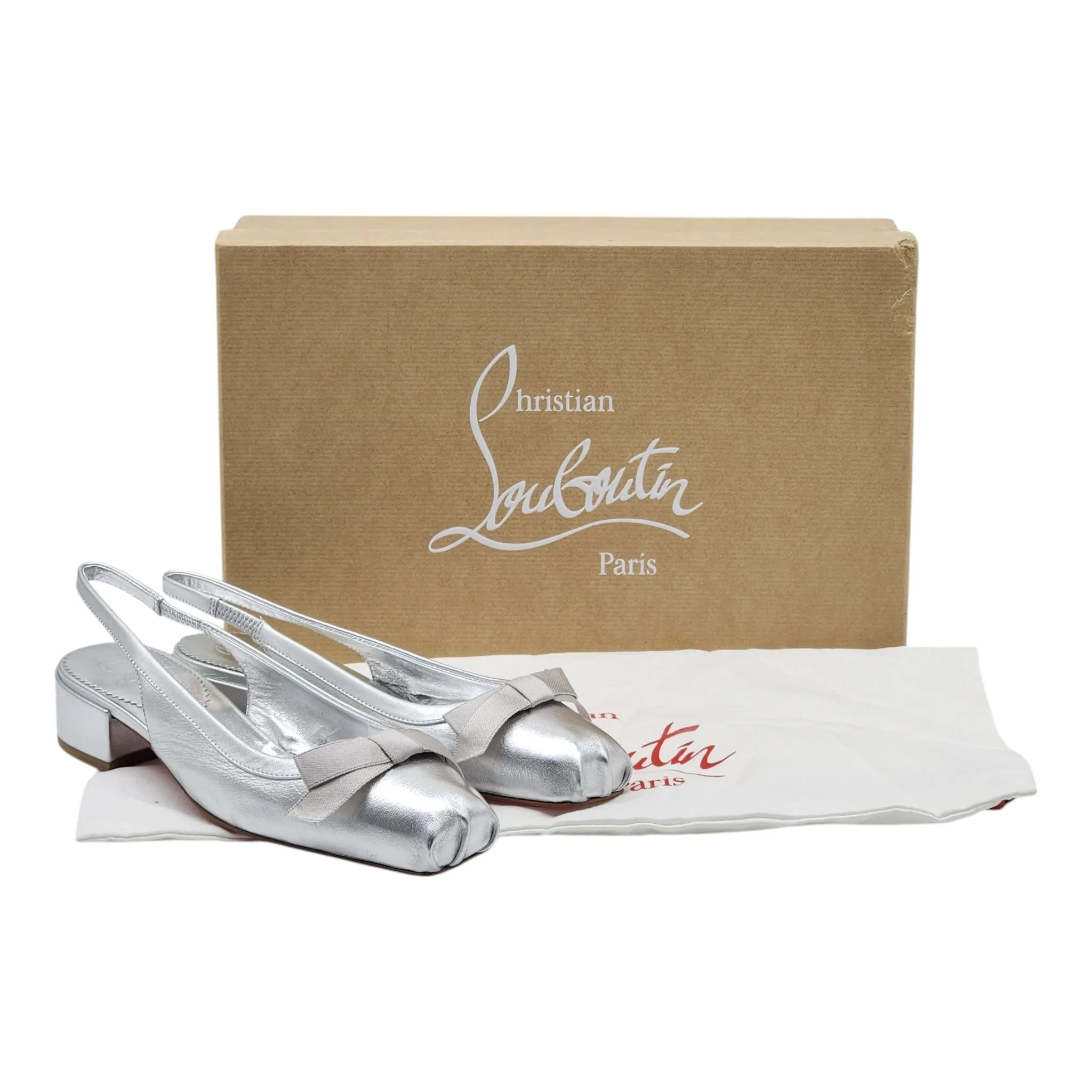 Christian Louboutin Mamaflirt Sling Pumps 30mm - Leather - Silver 36