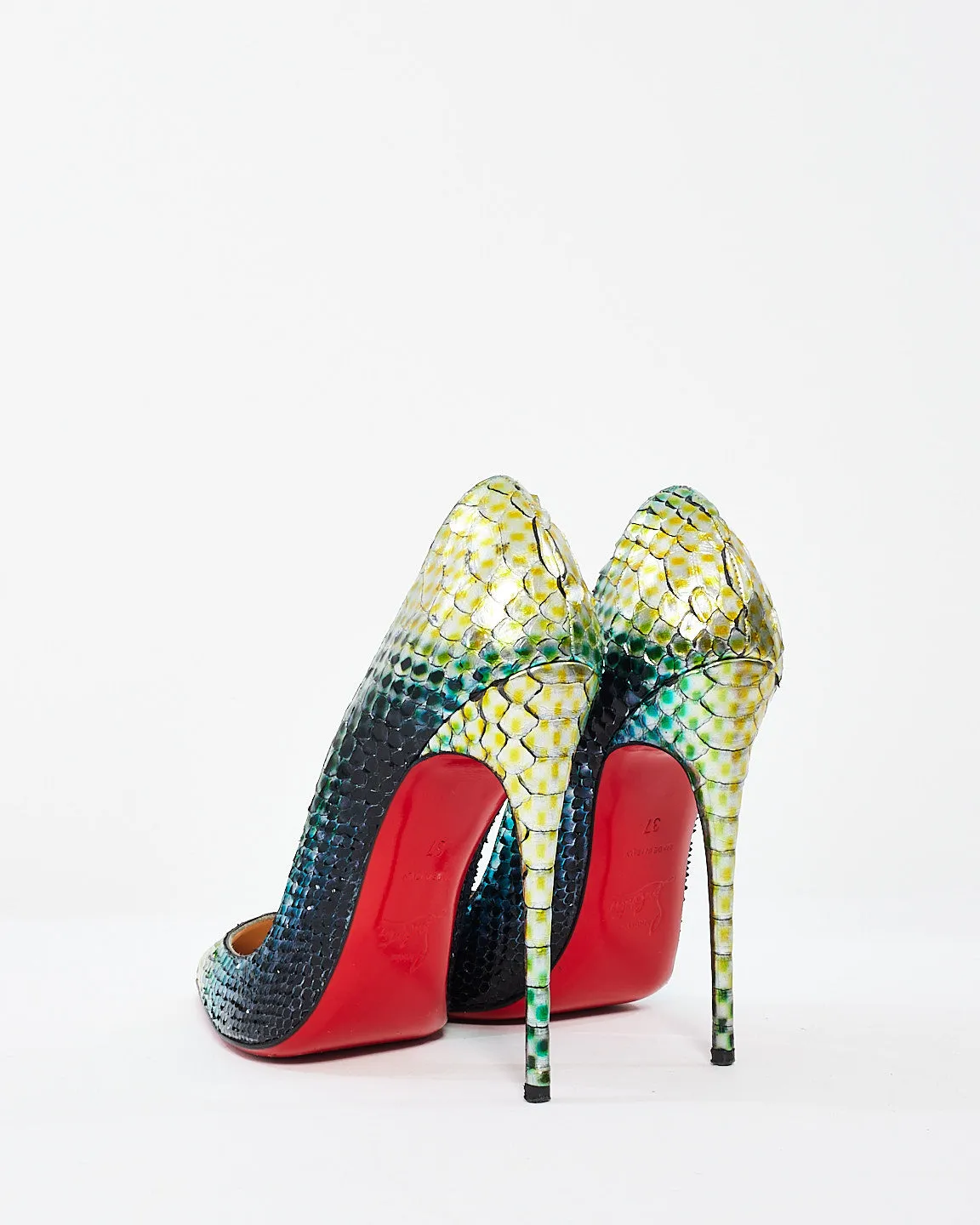 Christian Louboutin Multi Iridescent Snakeskin Pointed Toe Pumps - 37