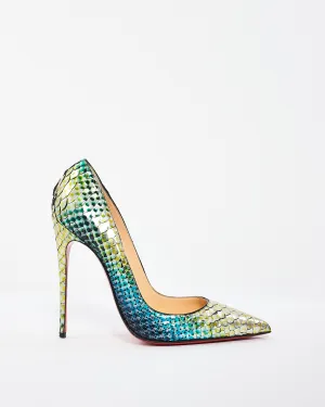 Christian Louboutin Multi Iridescent Snakeskin Pointed Toe Pumps - 37