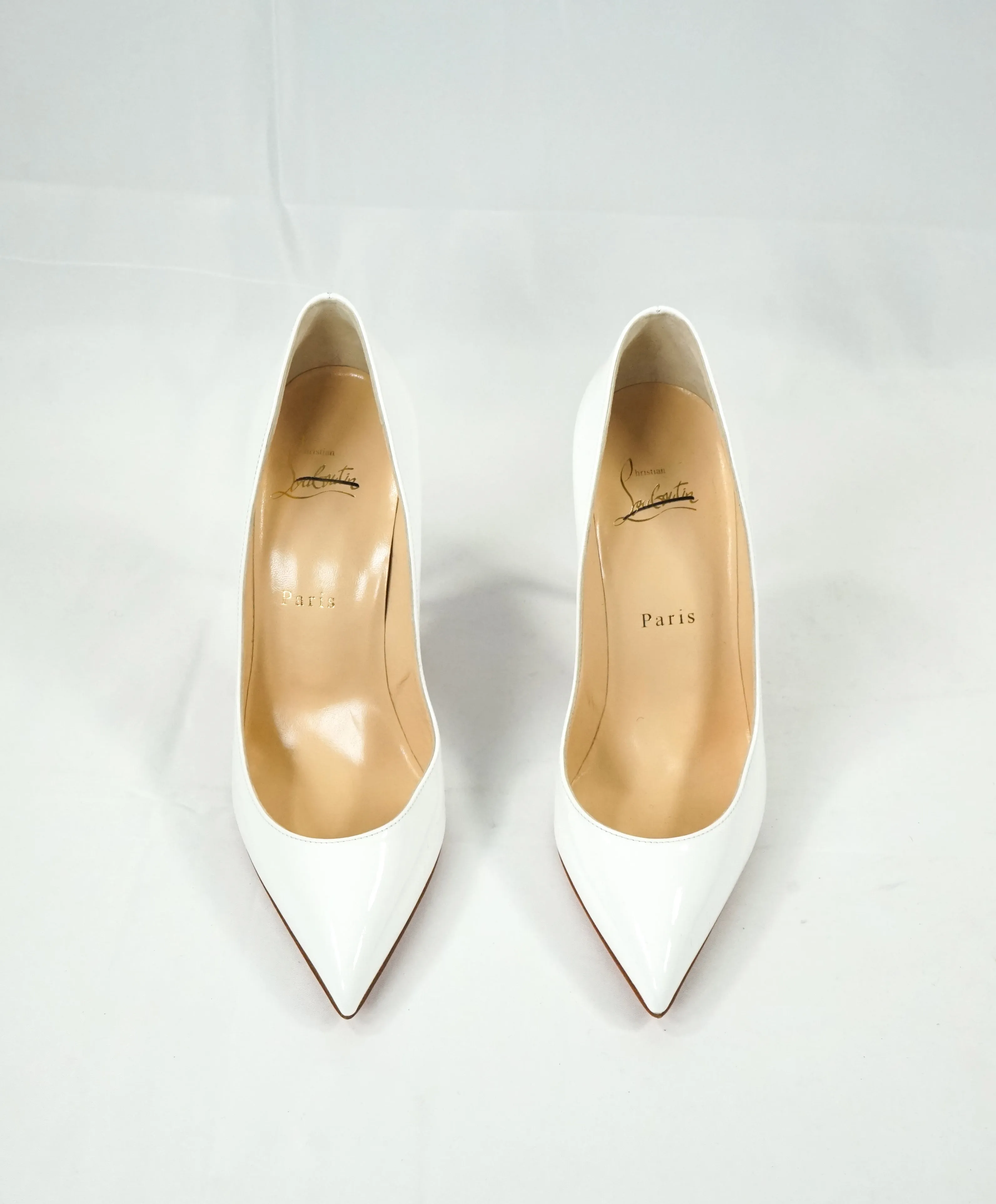 CHRISTIAN LOUBOUTIN - "Pigalle Follies 100" Patent Leather Pumps Latte - R-38 L-37.5