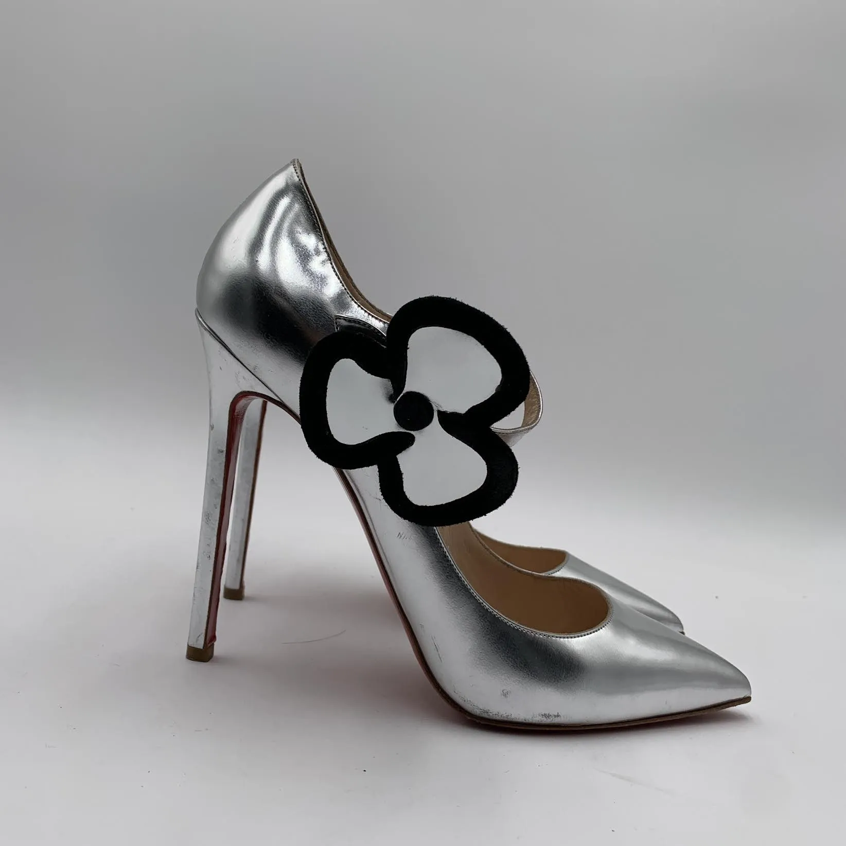 Christian Louboutin Silver Pointed Pump
