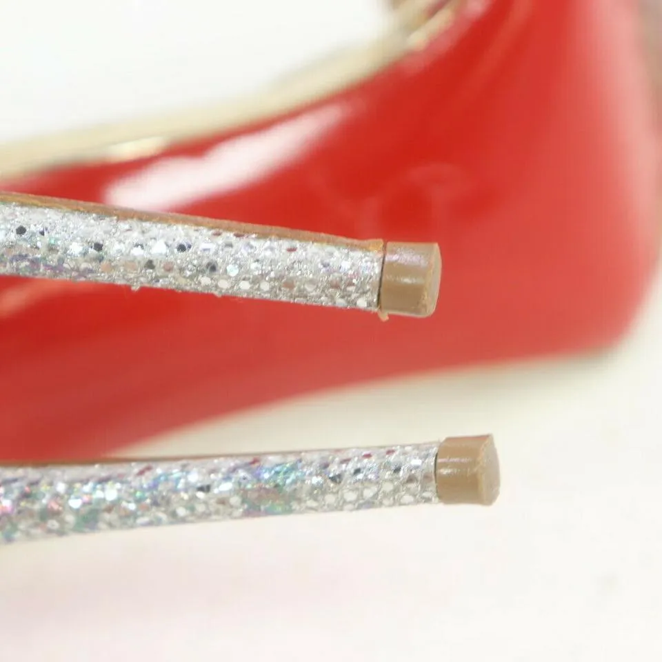 Christian Louboutin Size 35.5 Clear Sparkle Open Toe T-Strap Heel Sandal Pumps 863218