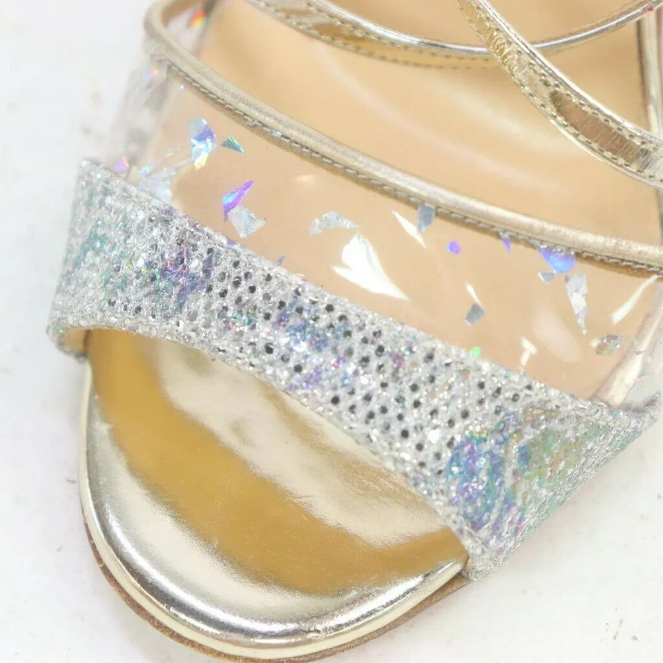 Christian Louboutin Size 35.5 Clear Sparkle Open Toe T-Strap Heel Sandal Pumps 863218