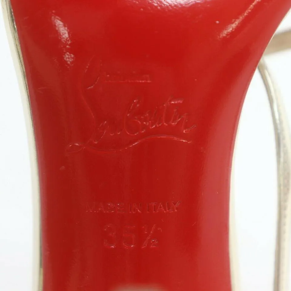 Christian Louboutin Size 35.5 Clear Sparkle Open Toe T-Strap Heel Sandal Pumps 863218