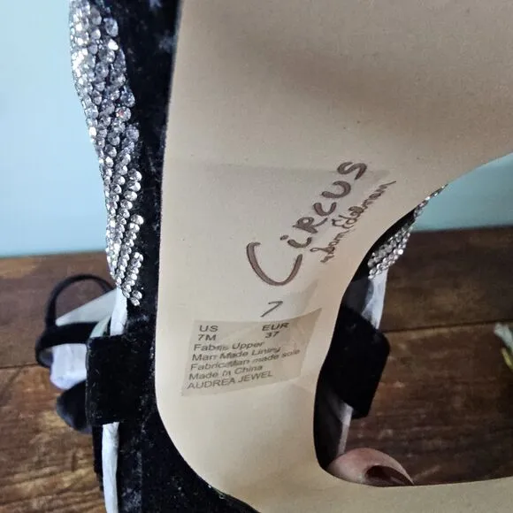 Circus by Sam Edelaman Audrea Jewel Black Velvet Women's Pumps NW/OB 7M