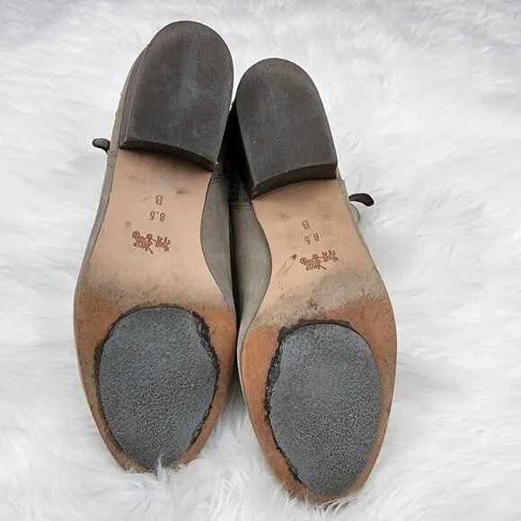 Coach Booties Pauline Size 8.5 Tan Nubuck Leather Ankle Boots $225