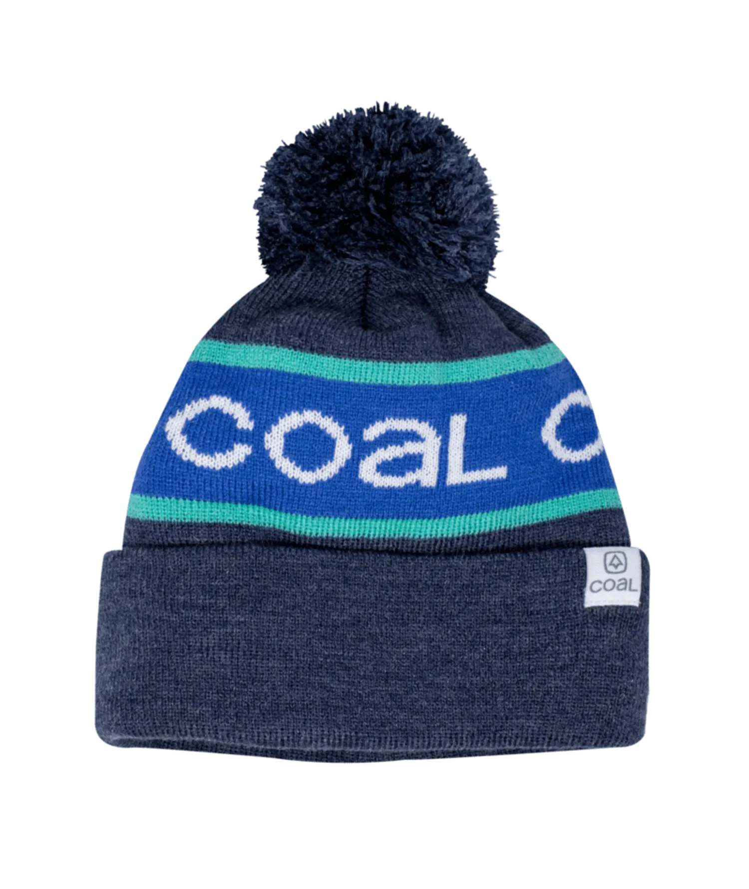 Coal The Team Athletic Stripe Pom Beanie - Heather Navy