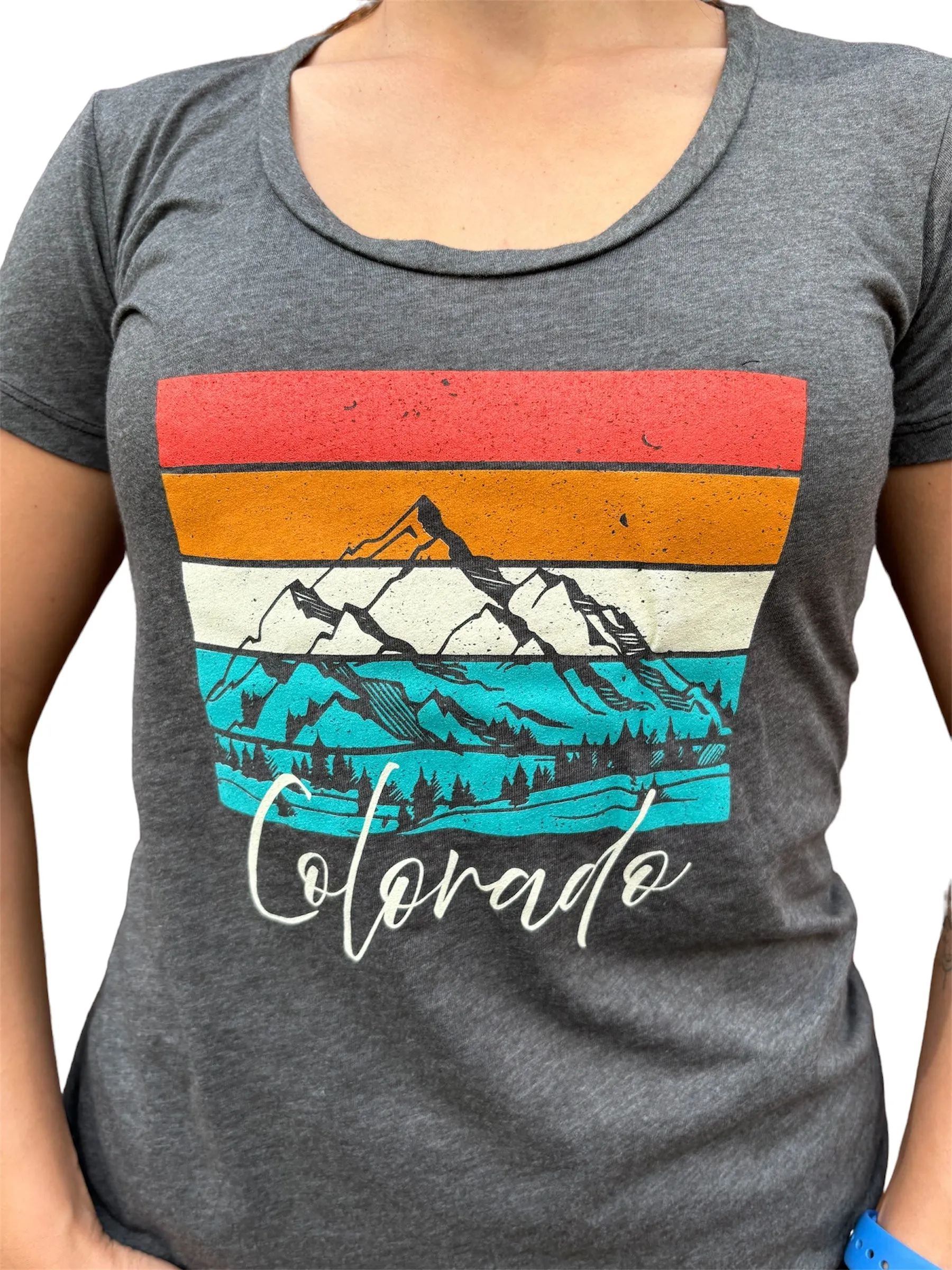Colorado Colorful Peaks Short Sleeve Shirt (Grey)