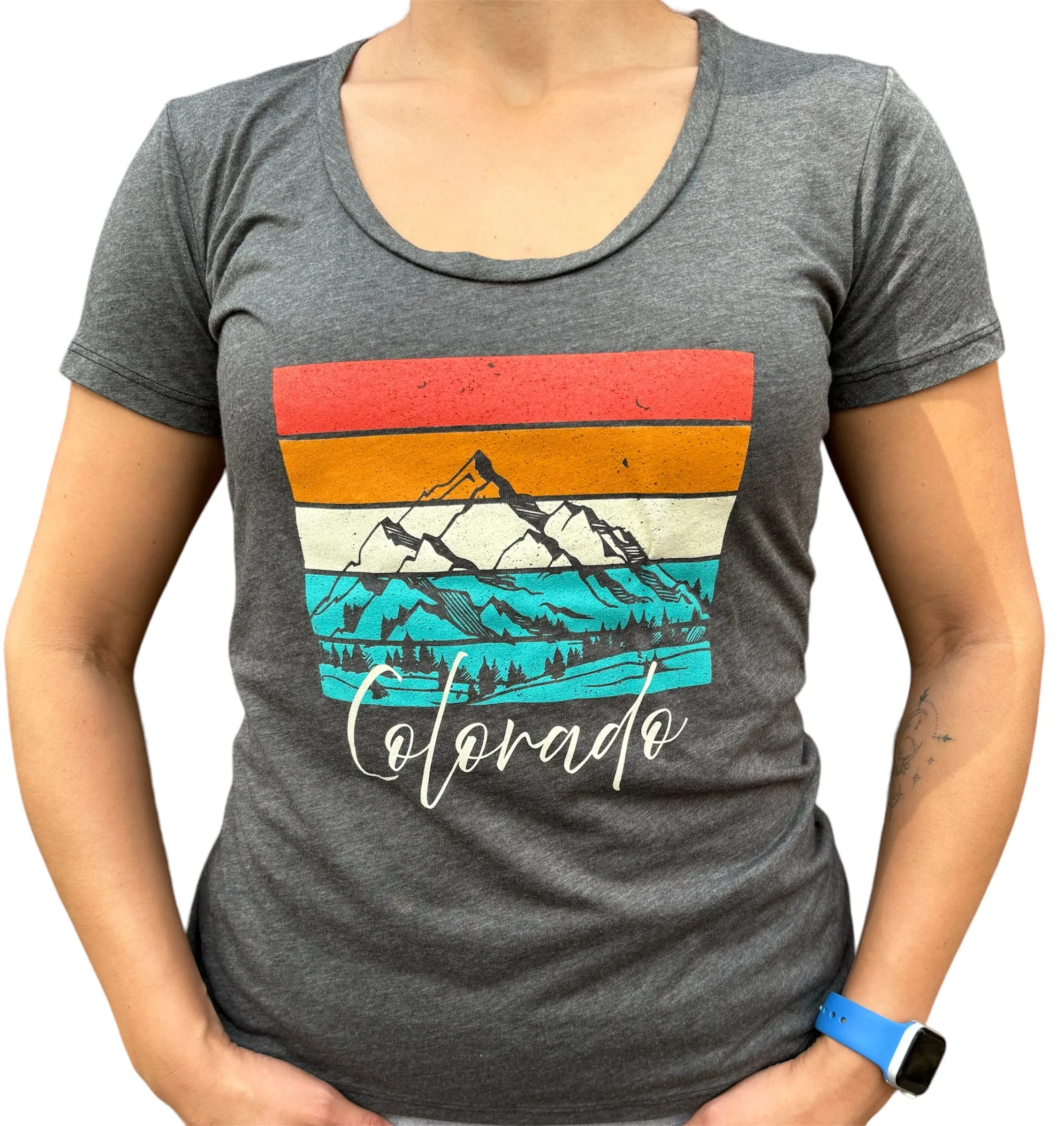 Colorado Colorful Peaks Short Sleeve Shirt (Grey)