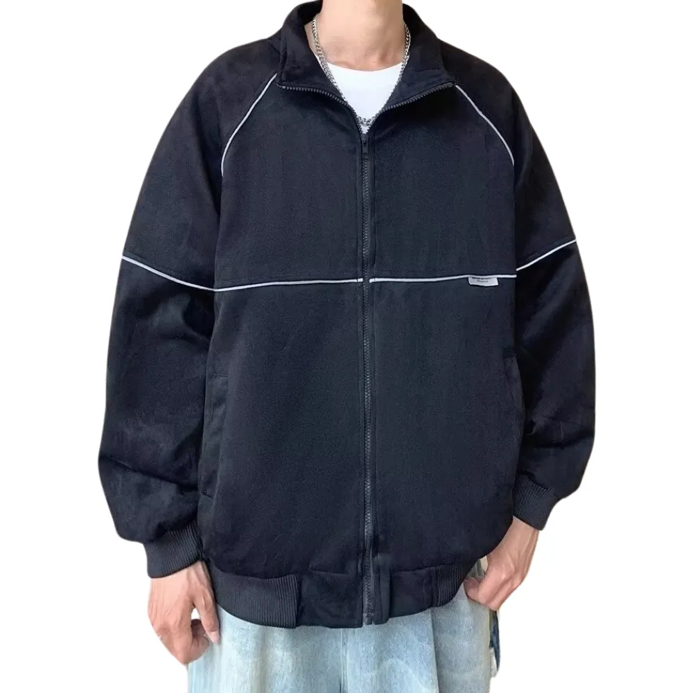 Couple Reflective Stripe Suede Jacket