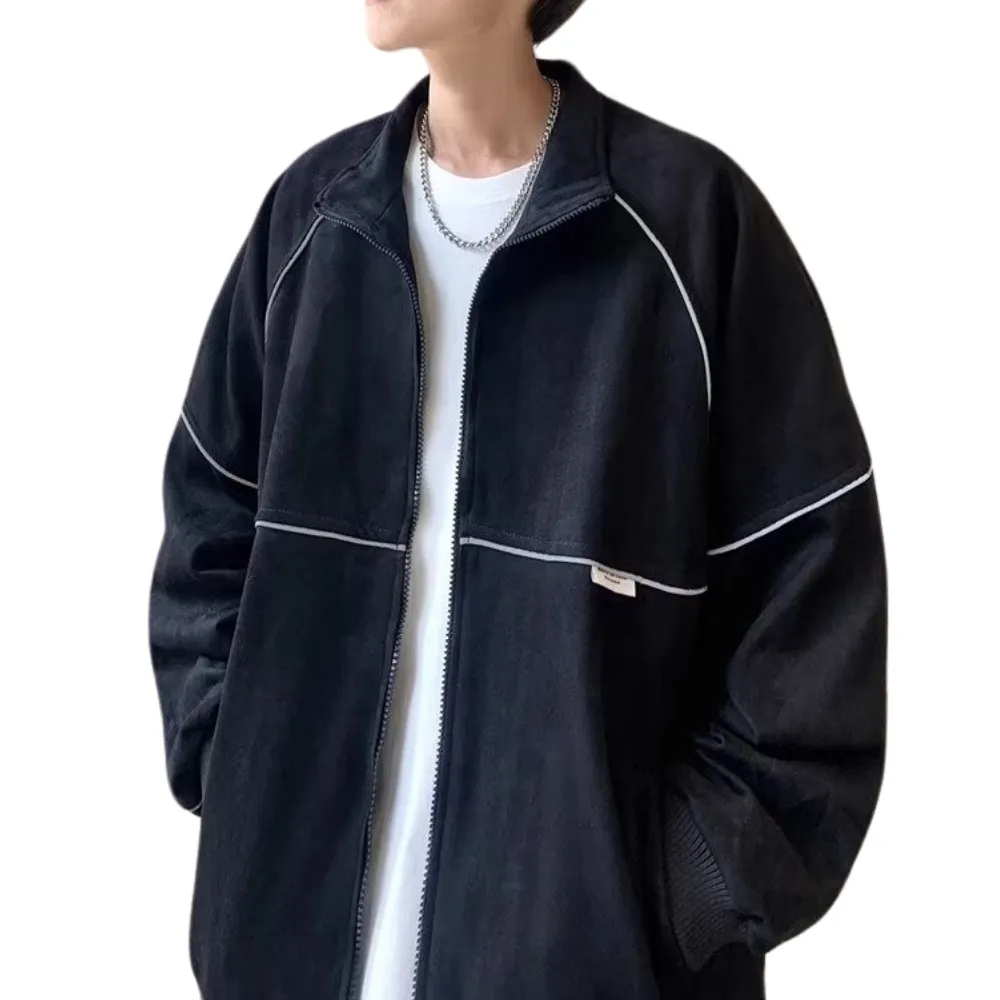 Couple Reflective Stripe Suede Jacket