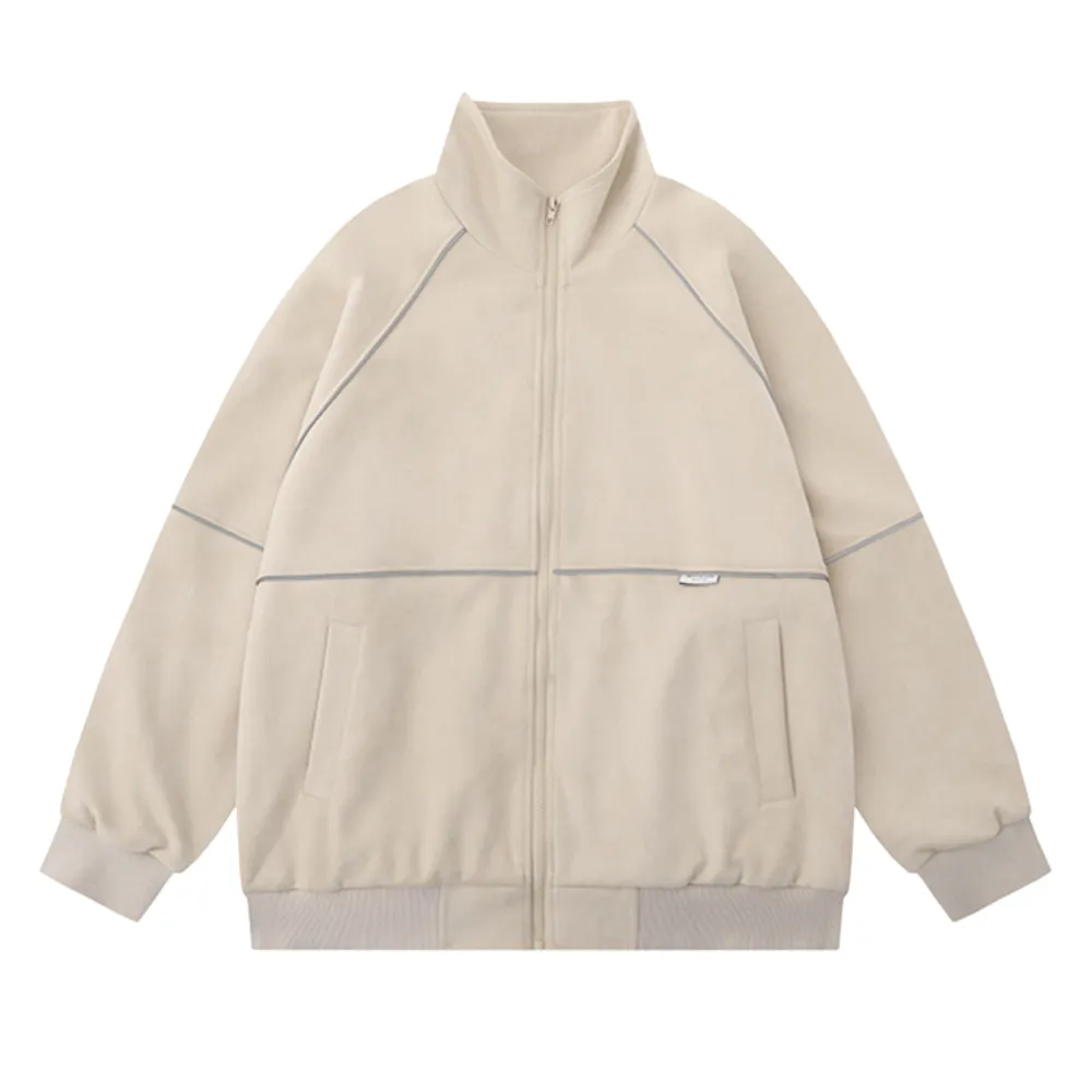 Couple Reflective Stripe Suede Jacket