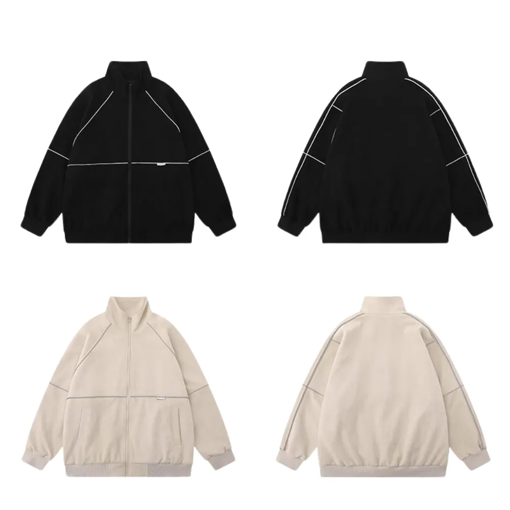 Couple Reflective Stripe Suede Jacket