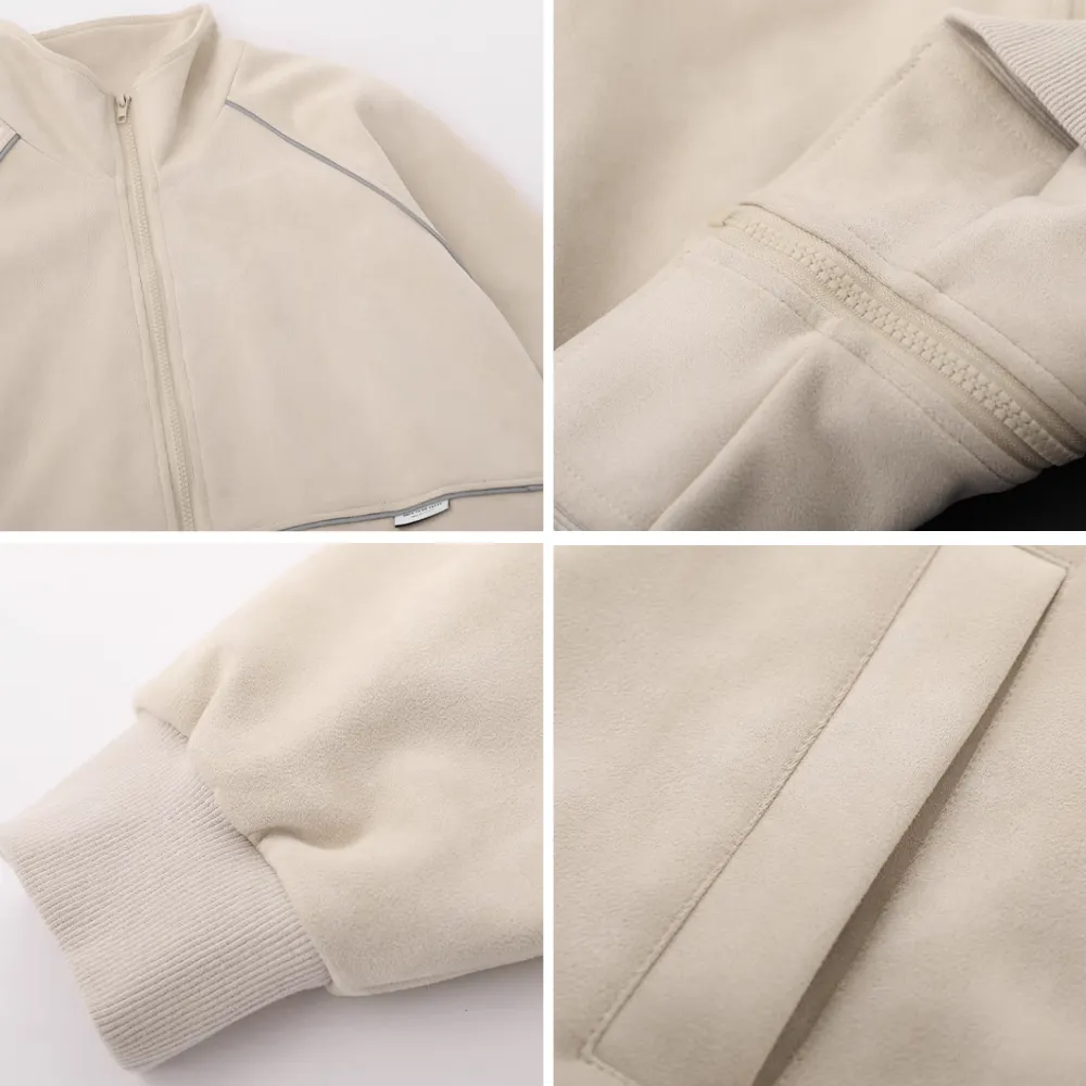 Couple Reflective Stripe Suede Jacket