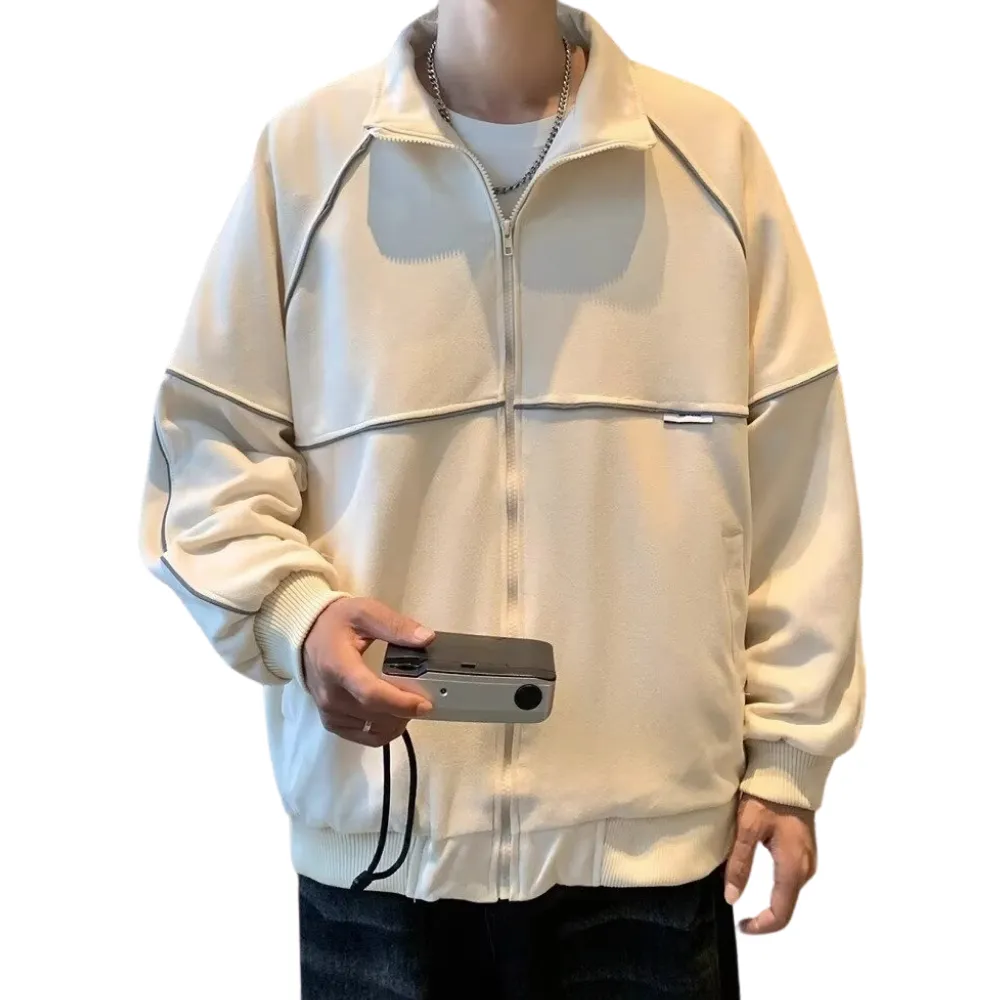 Couple Reflective Stripe Suede Jacket