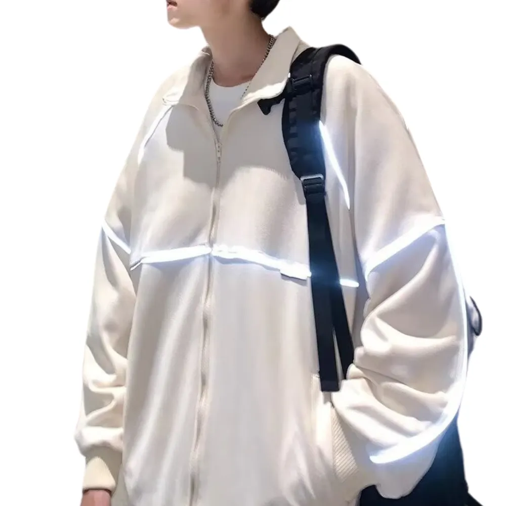 Couple Reflective Stripe Suede Jacket