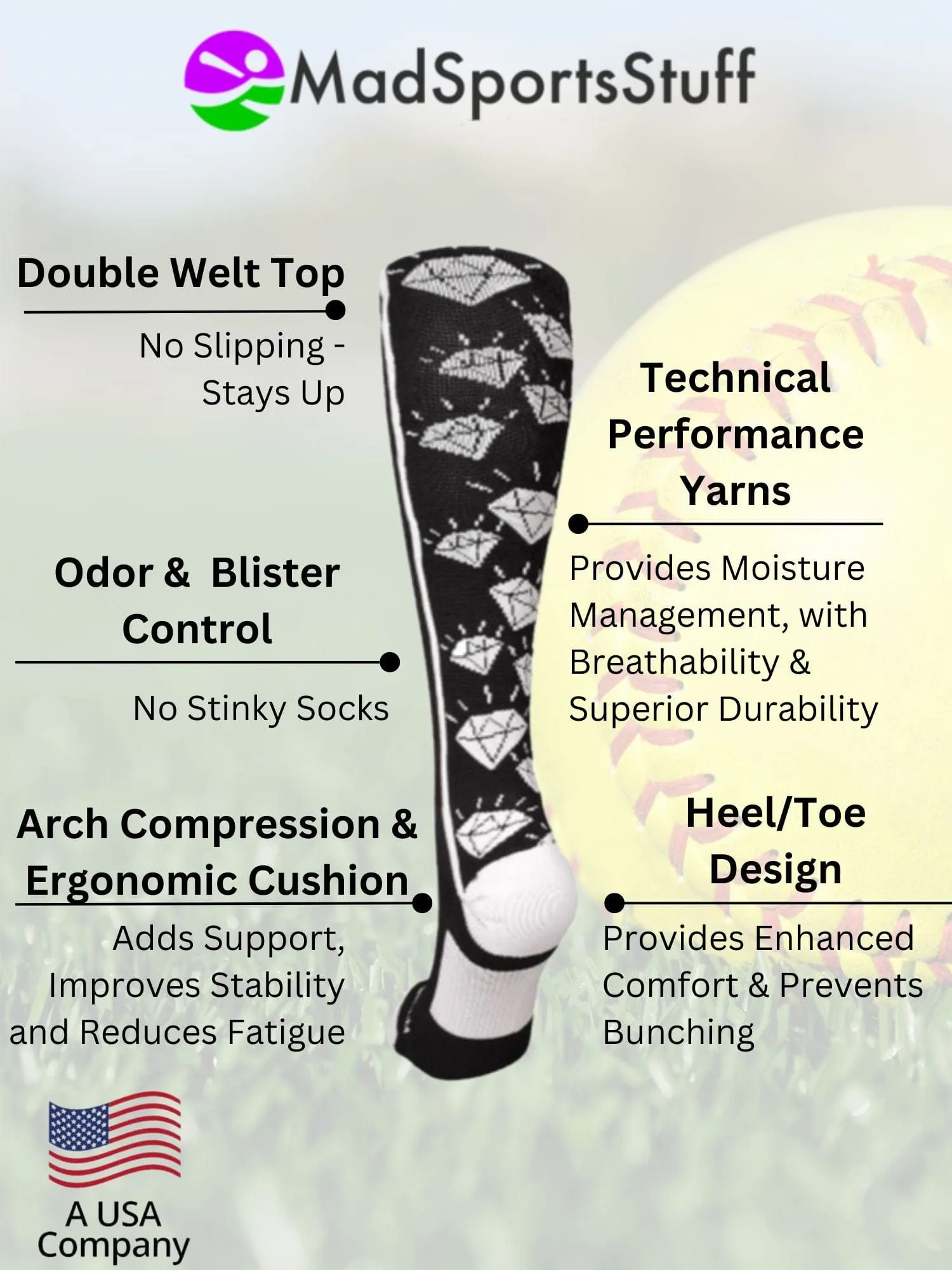 Crazy Socks with Diamonds Over the Calf  (multiple colors)