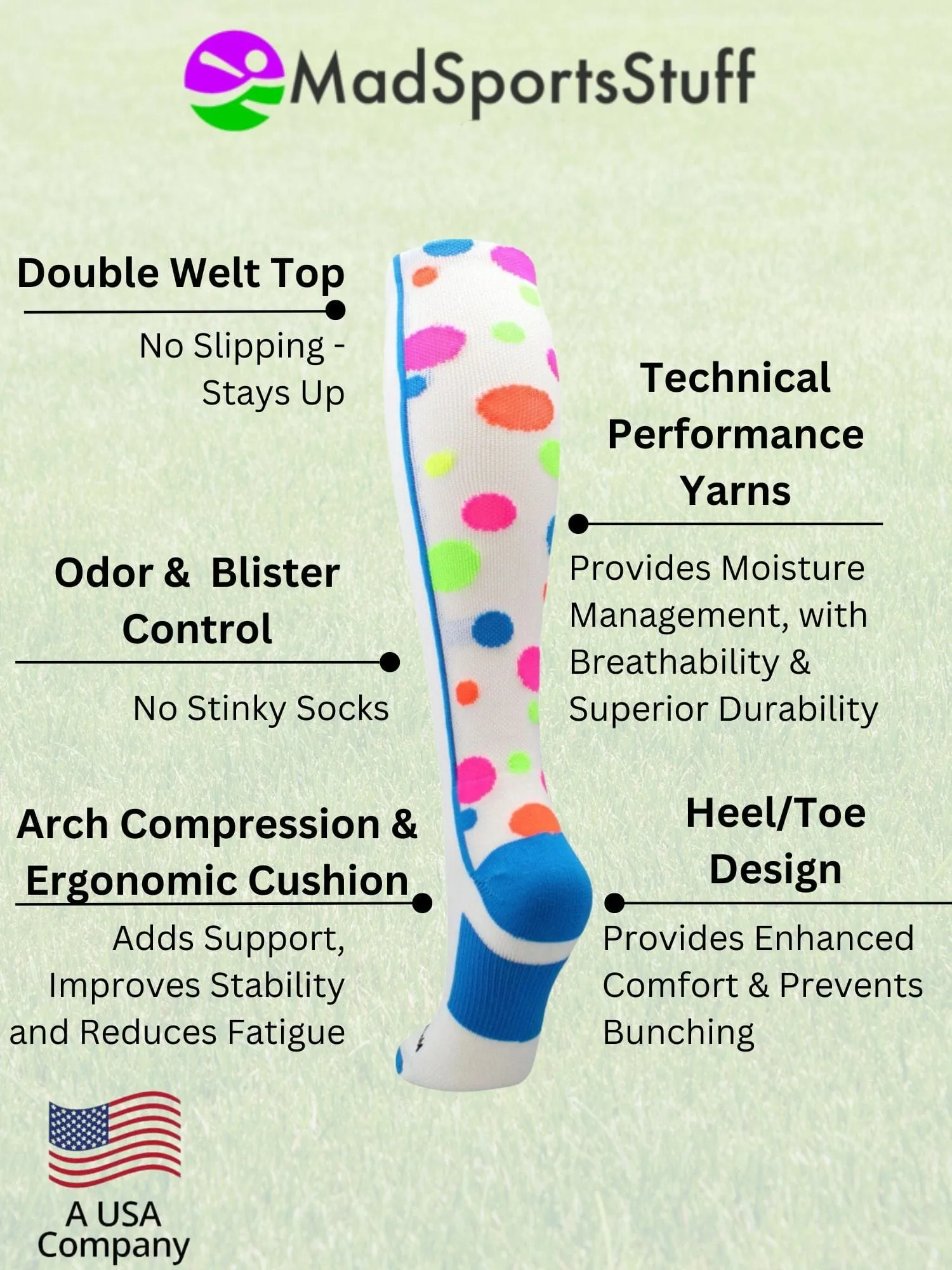 Crazy Socks with Dots Over the Calf Socks Multi Colors