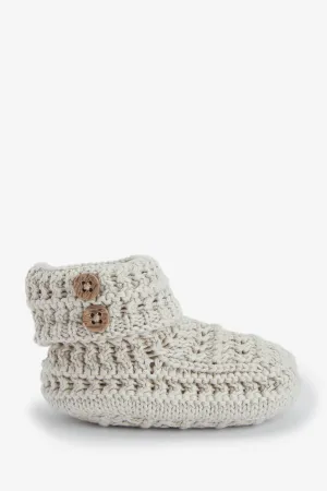 Crochet Cotton Booties, fawn
