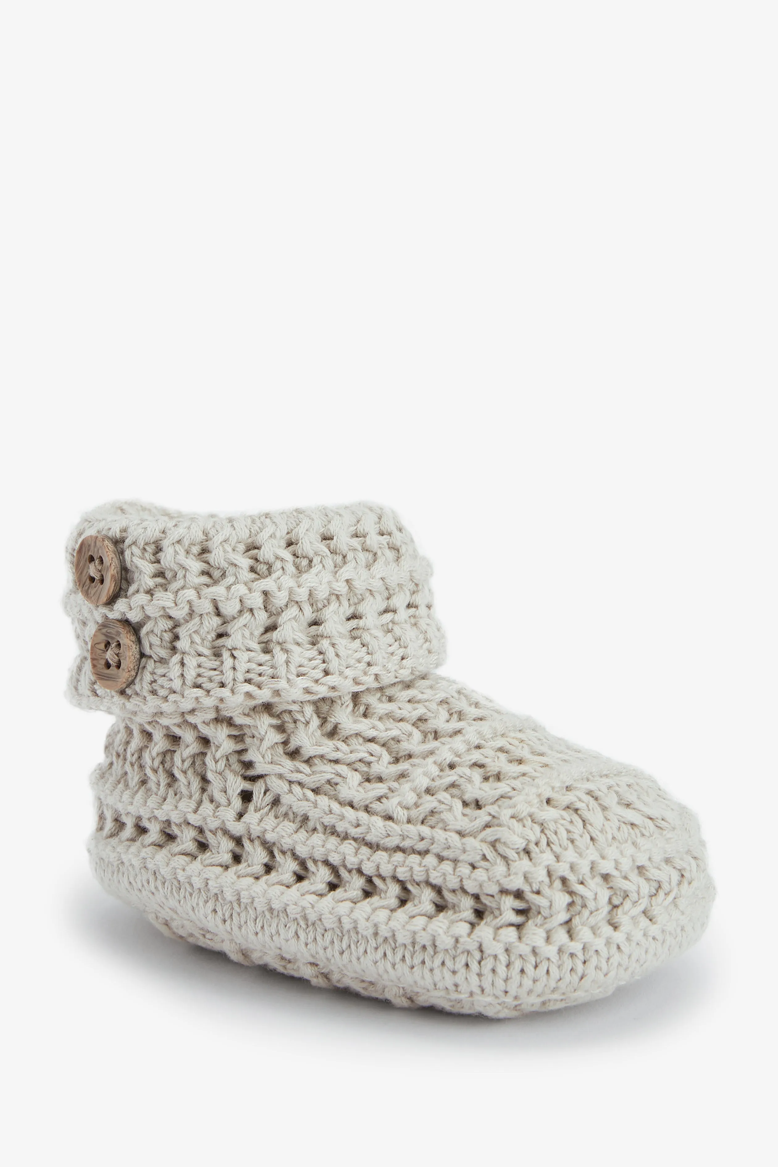 Crochet Cotton Booties, fawn